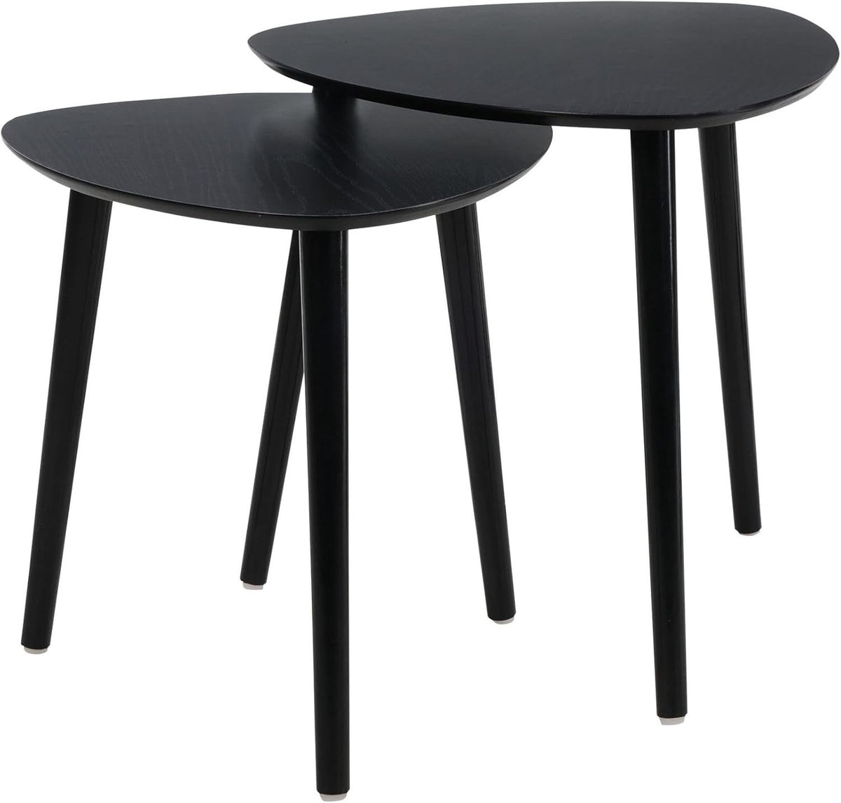 Set of 2 Black Wood Nesting Side Tables Accent End Coffee Modern Mid Century