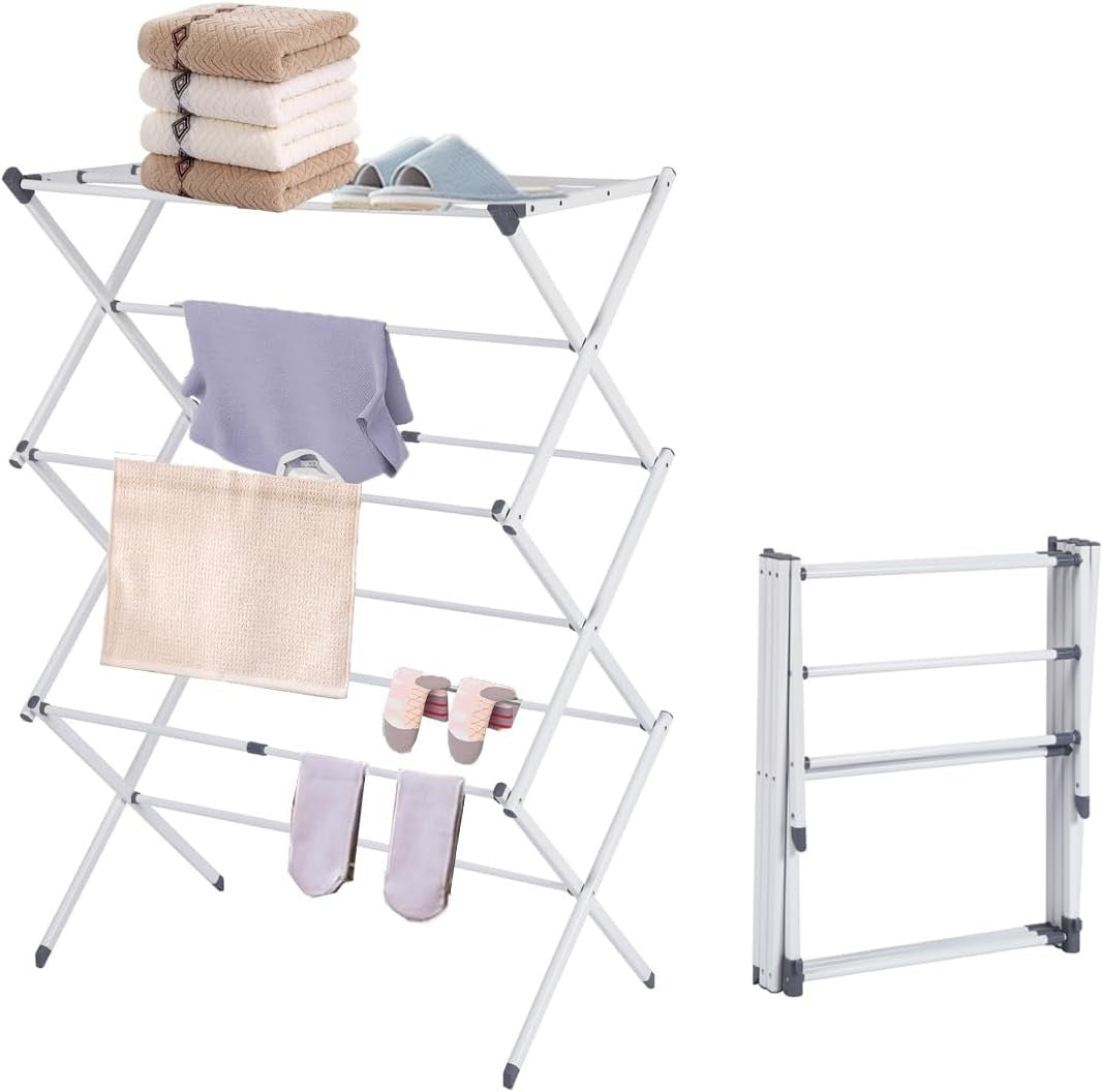 3 Tier Clothes Airer Folding Laundry Drying Rack Heavy Space Saving