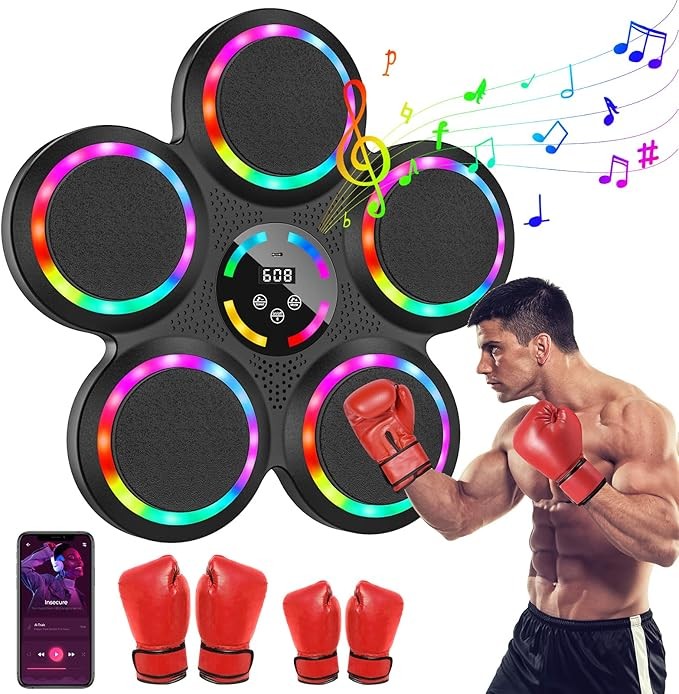 Music Boxing Machine LED Punch Pad Bluetooth Wall Mounted Home Fitness Trainer