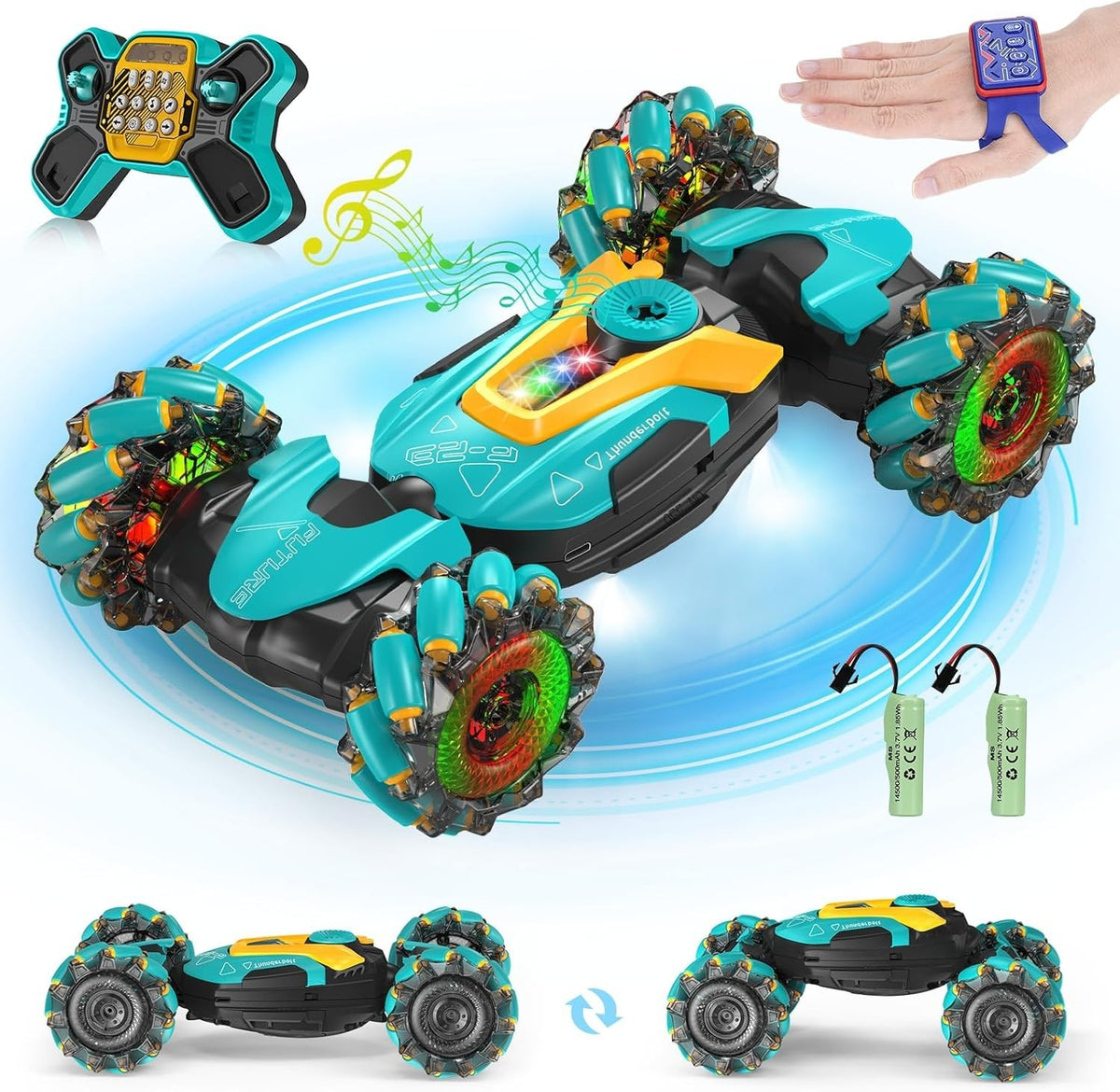 Gesture Sensing RC Stunt Car 4WD Twist Drift Remote Control Toy Lights Music 6+