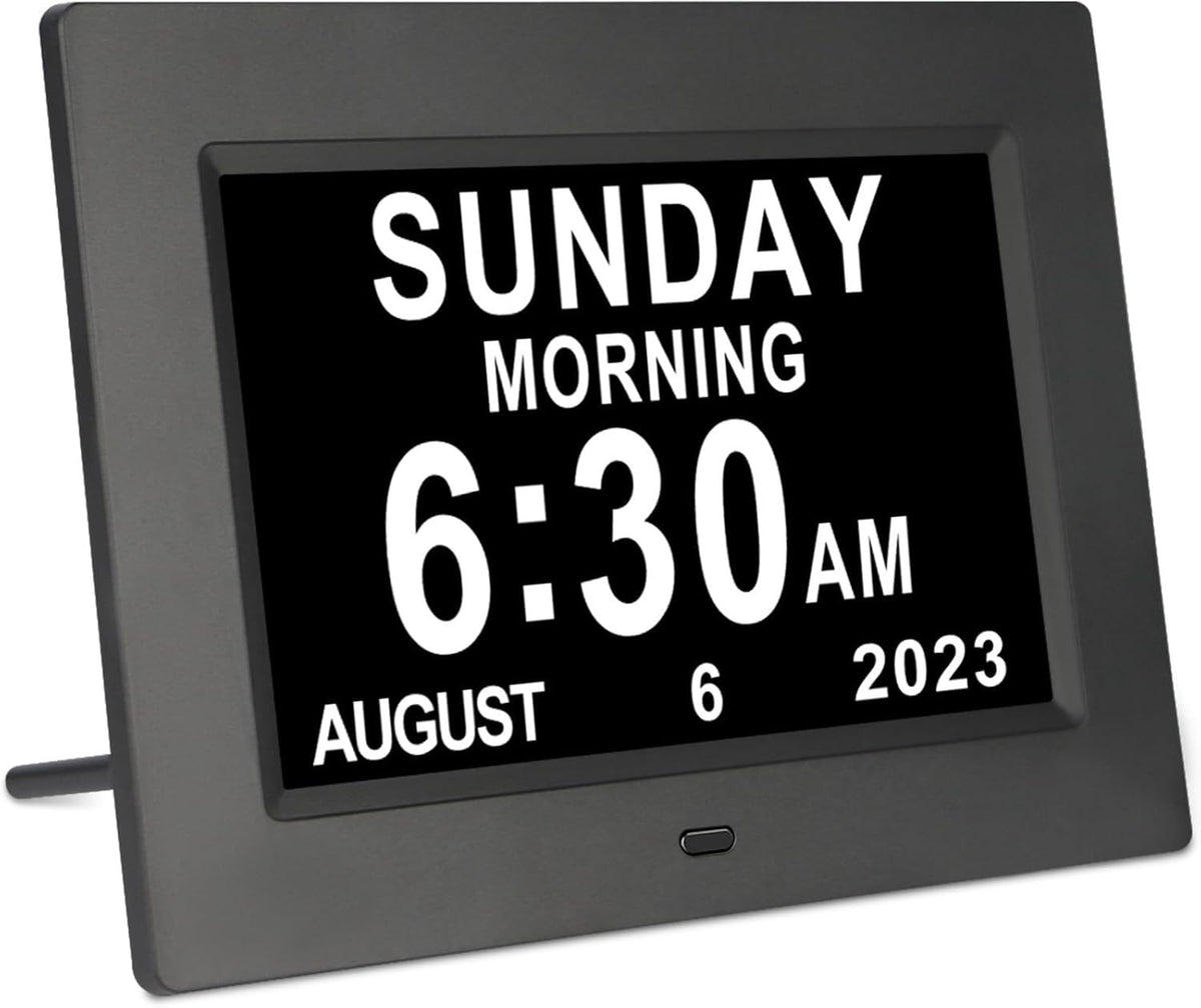 Large Digital Dementia Clock Day Date Time Display Auto Dimming 7 Inch