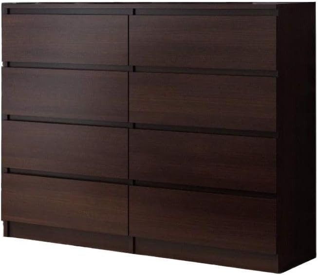 Wenge 8 Drawer Chest Wide Tall Modern Storage Cabinet 120cm MDF