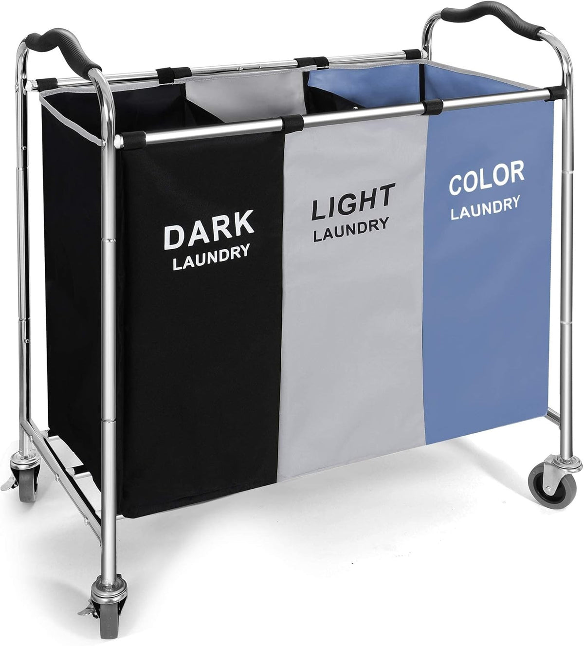 240L 3-Bag Laundry Sorter on Wheels Dark Light Colour Extra Large Clothes Hamper