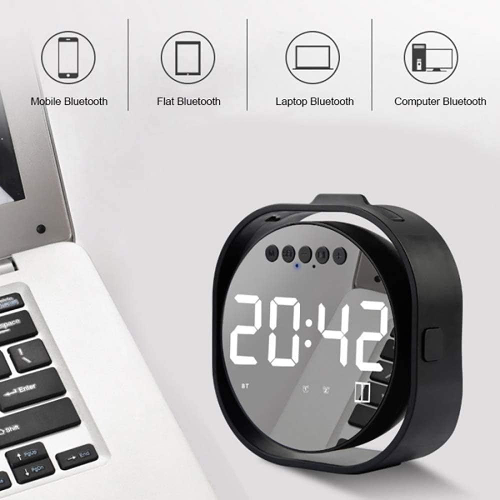 Black LED Digital Alarm Clock Bluetooth Speaker FM Radio Dual Alarm Big Digits