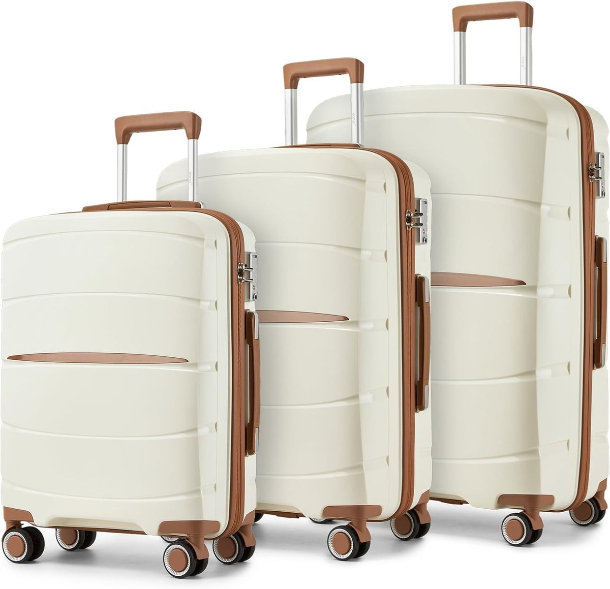 3pc Lightweight Hard Shell Luggage Set PP Spinner Wheels TSA Lock
