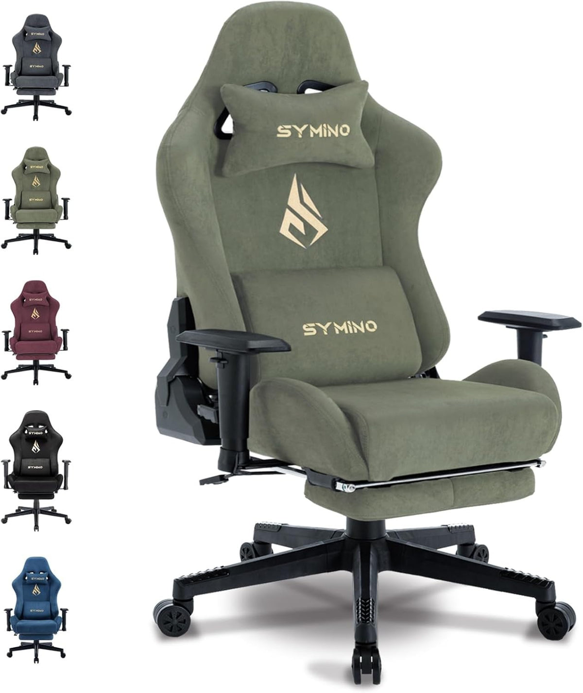 Large Ergonomic Gaming Chair Reclining Office Desk Swivel PC Green Footrest