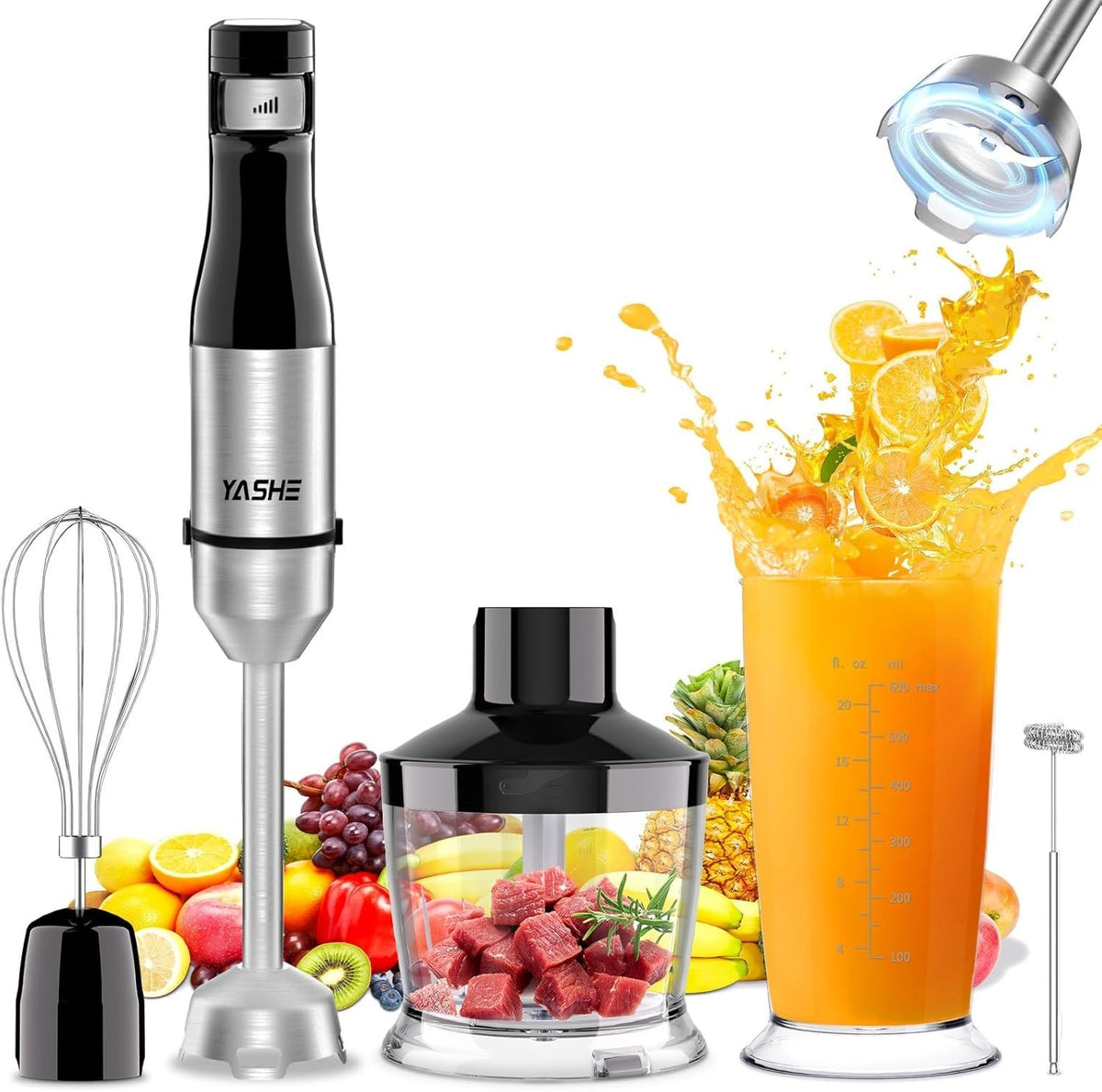 Powerful 5-in-1 Electric Hand Blender with Adjustable Speed & Multi Attachments