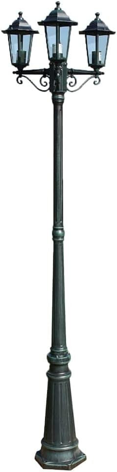 3-Arm 215cm Garden Lamp Post Dark Green Aluminium Outdoor IP44 E27