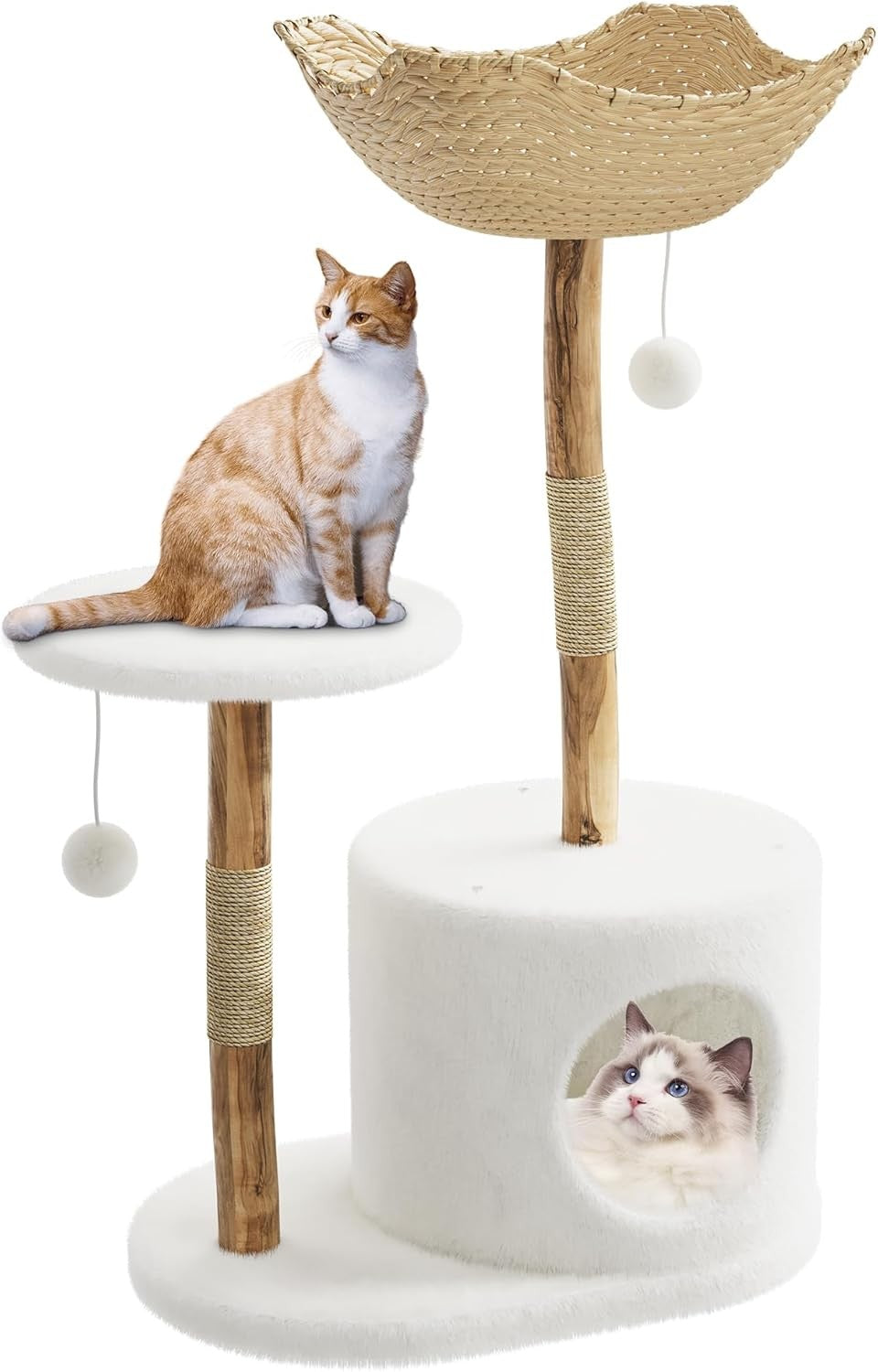 Large Cat Tree Tower 117cm With Condo Basket Cave Scratching Post Indoor