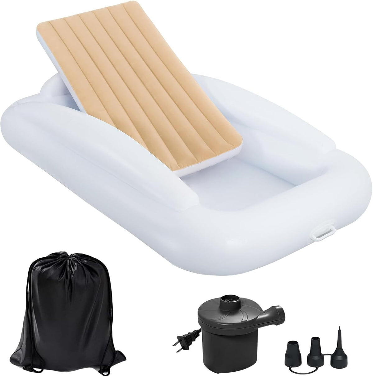 Inflatable Toddler Travel Bed with 4-Sided Safety Bumpers, 63" Portable