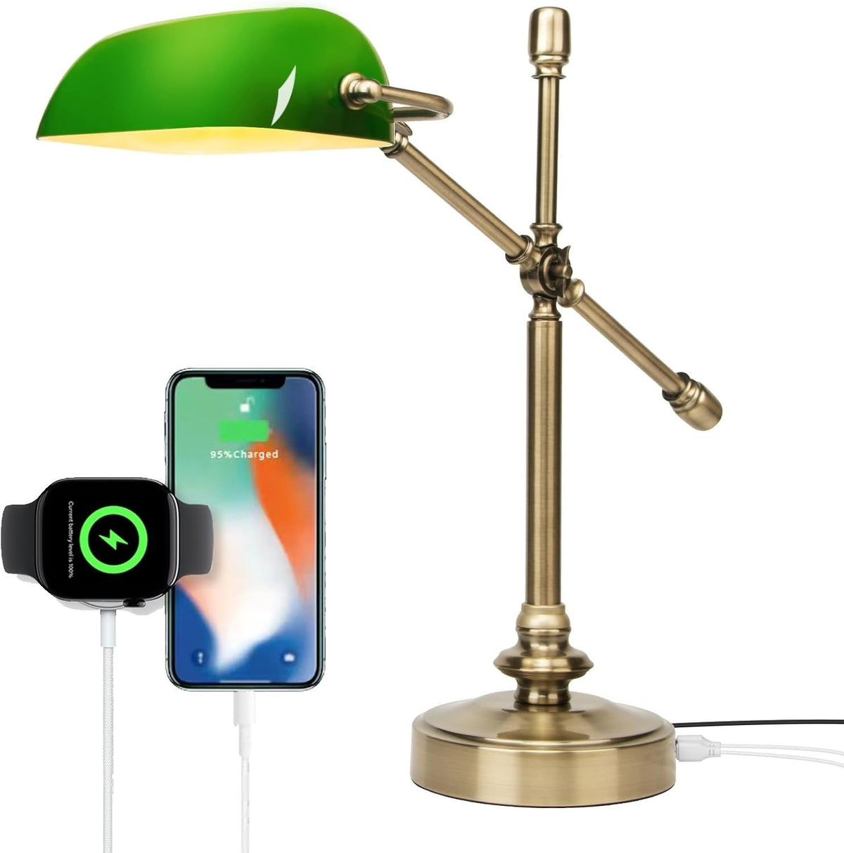 Touch-Sensitive Vintage Desk Lamp with USB Ports & Adjustable Arm