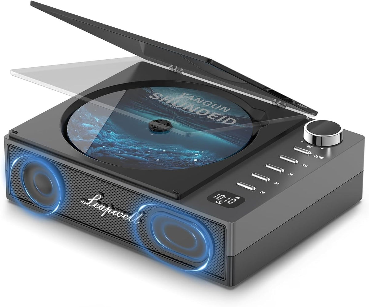 Portable Bluetooth CD Player HiFi Speakers USB AUX Optical Rechargeable