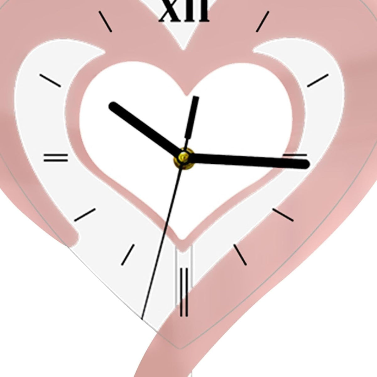 Heart Shaped Wall Clock Pink Silent Acrylic Modern Decorative Home Gift