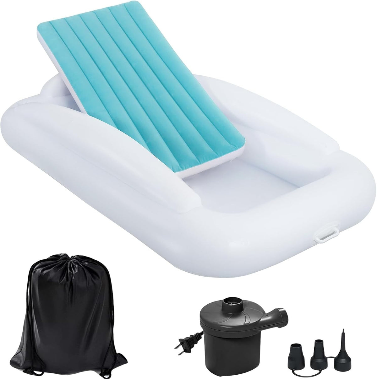 Inflatable Toddler Travel Bed 63” Kids Air Mattress with Bumpers