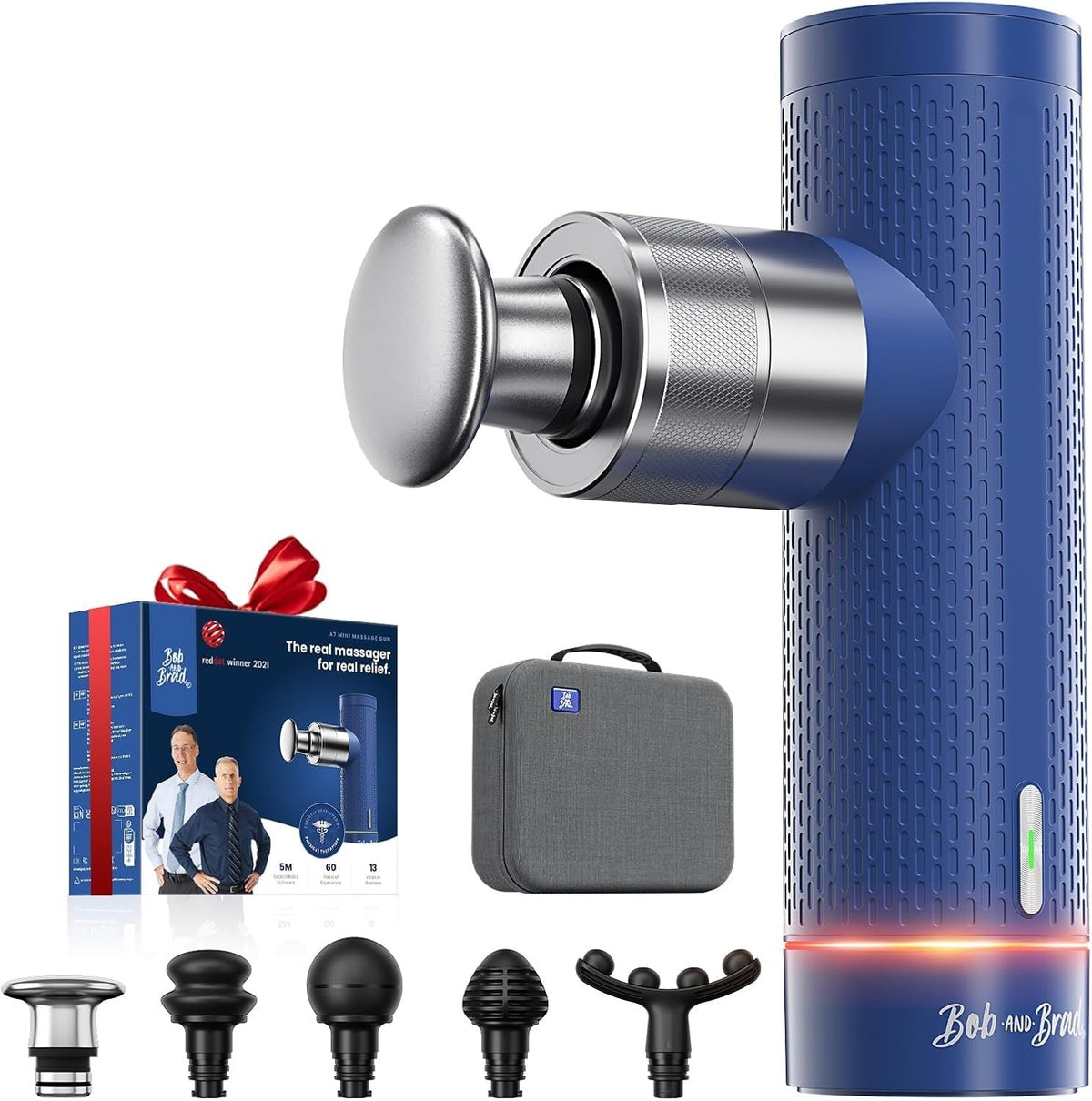 Mini Deep Tissue Massage Gun Quiet Muscle Recovery 11mm 45dB 6 Heads Case