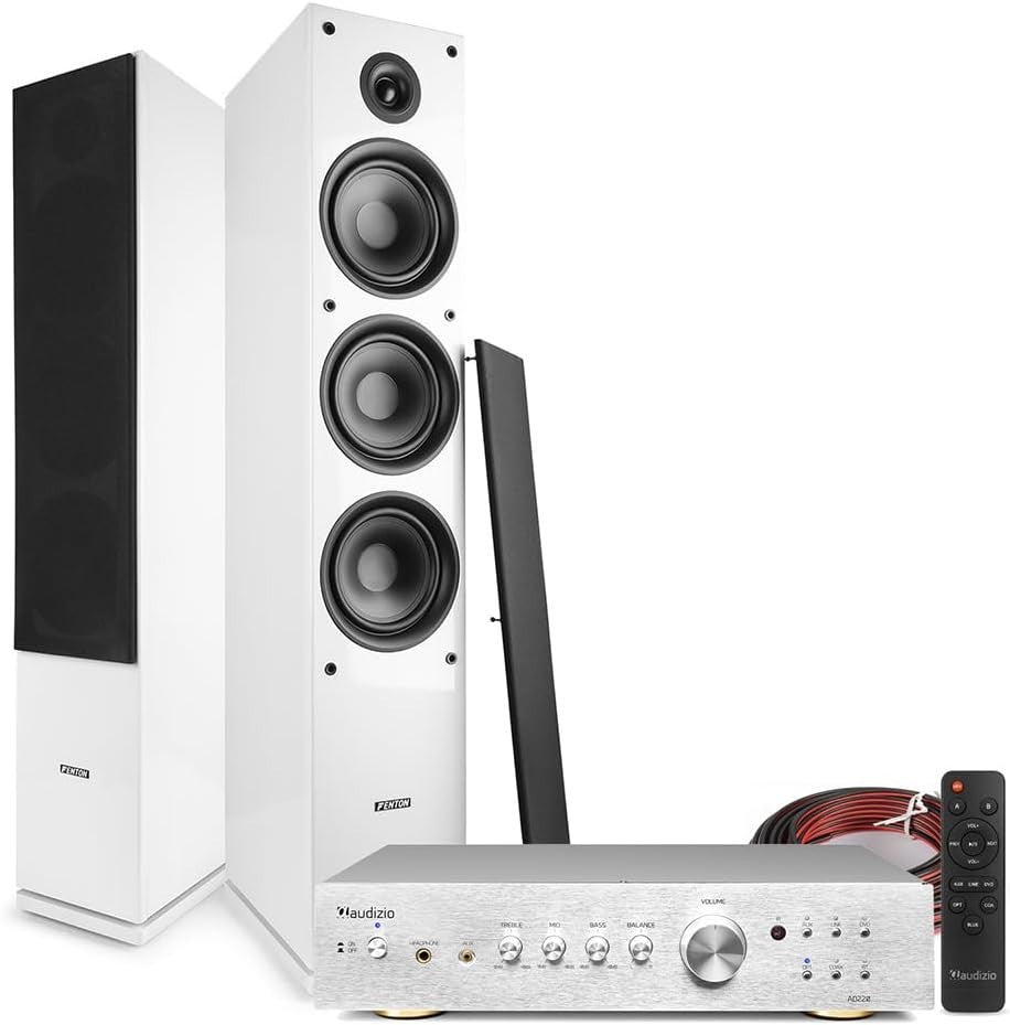 SHF80W Floor Standing HiFi Speakers with AD220A Bluetooth Amp Home Stereo