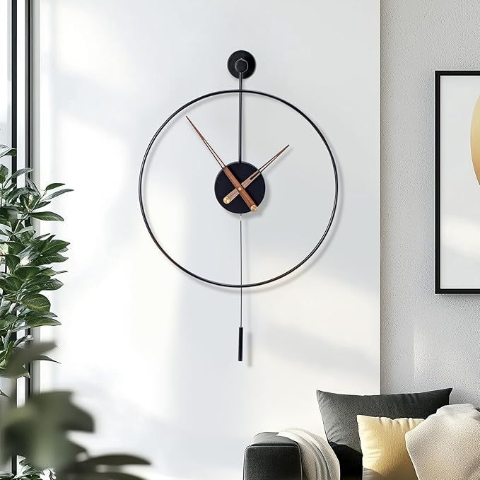 Large 50cm Modern Gold Pendulum Wall Clock Silent Metal Minimalist Home Decor