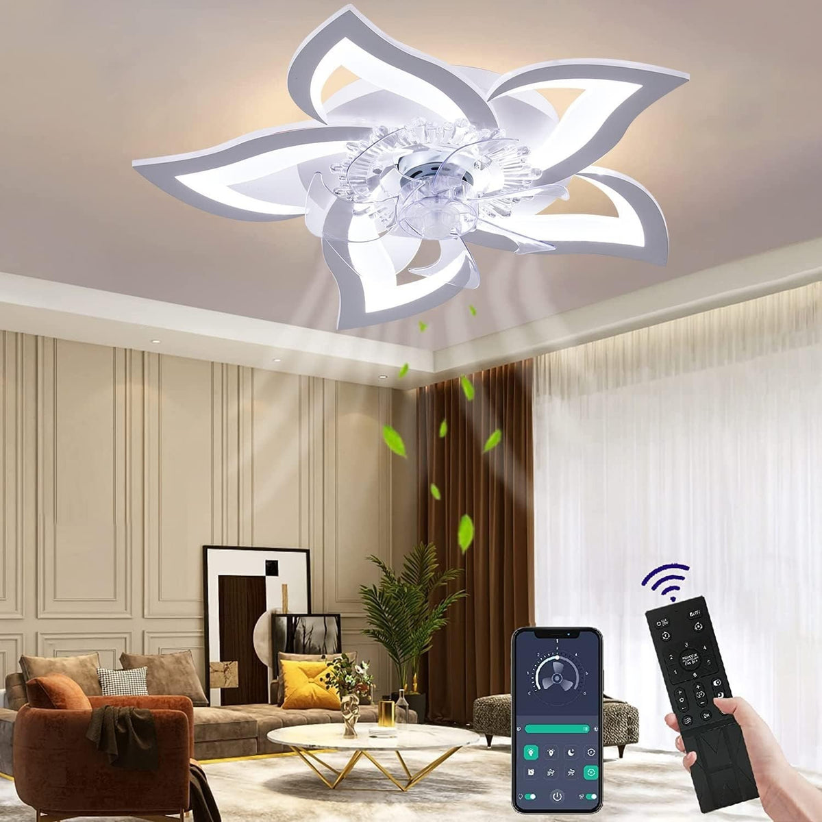 Wildcat 69CM Ceiling Fan with LED Light, Remote, Timer, 6-Speed, Modern