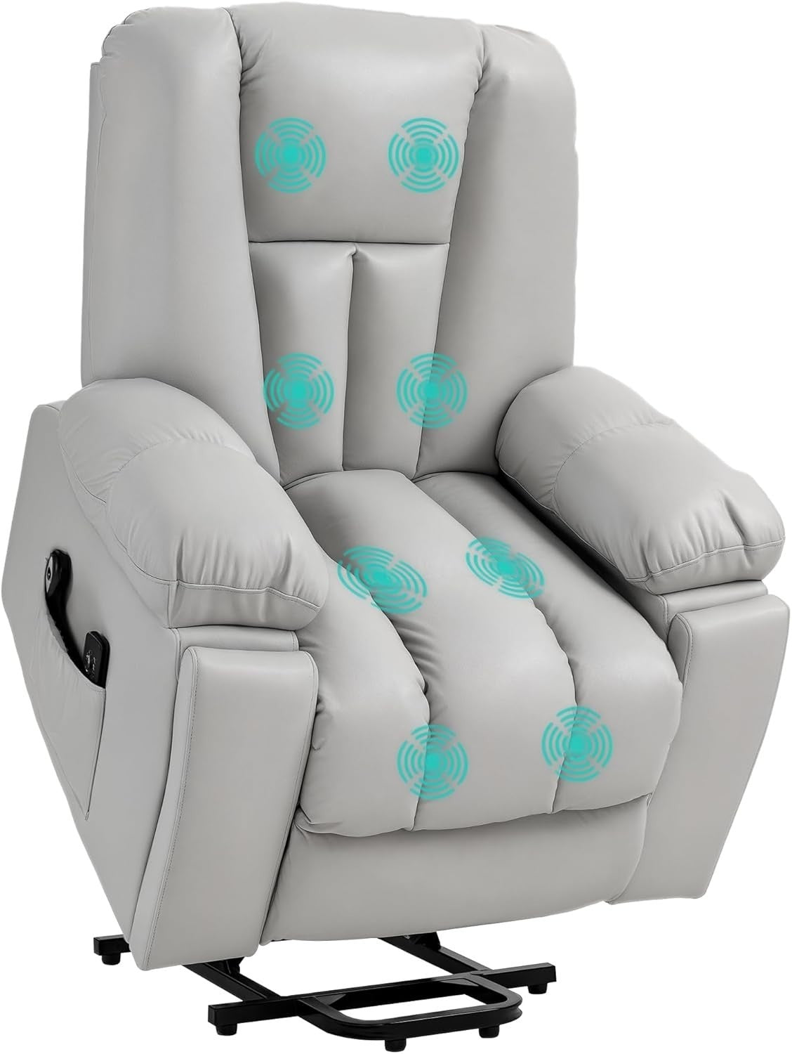 Lift Recliner Chair for Elderly w/ Massage 135° Recline Cup Holder Light Grey