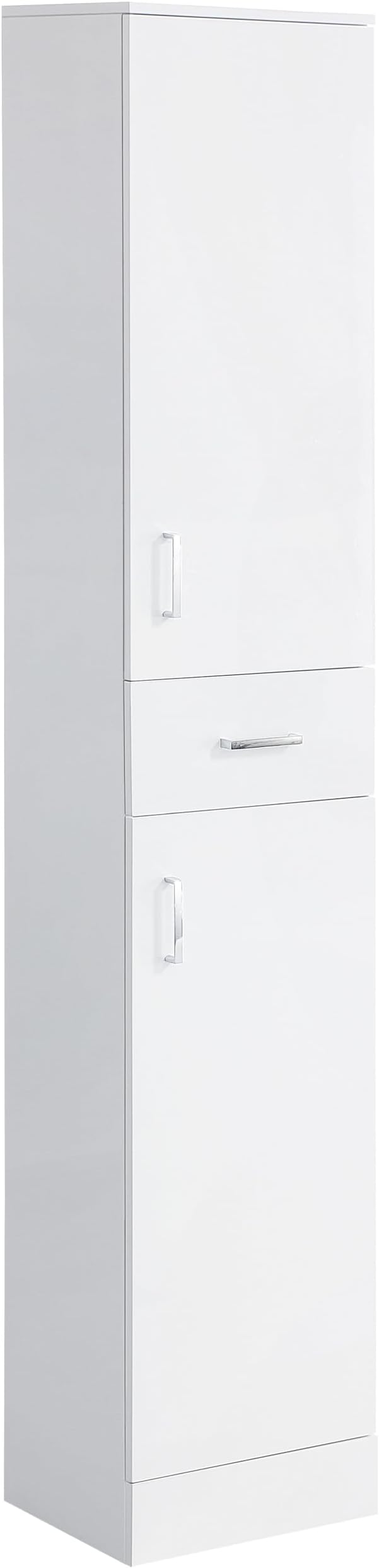 Tall Gloss White Bathroom Storage Cabinet Reversible 190cm