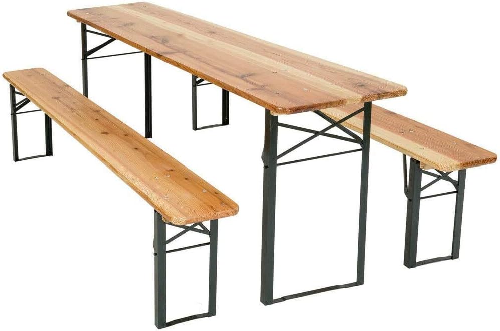 Folding Picnic Table and Bench Set Wooden Beer Table