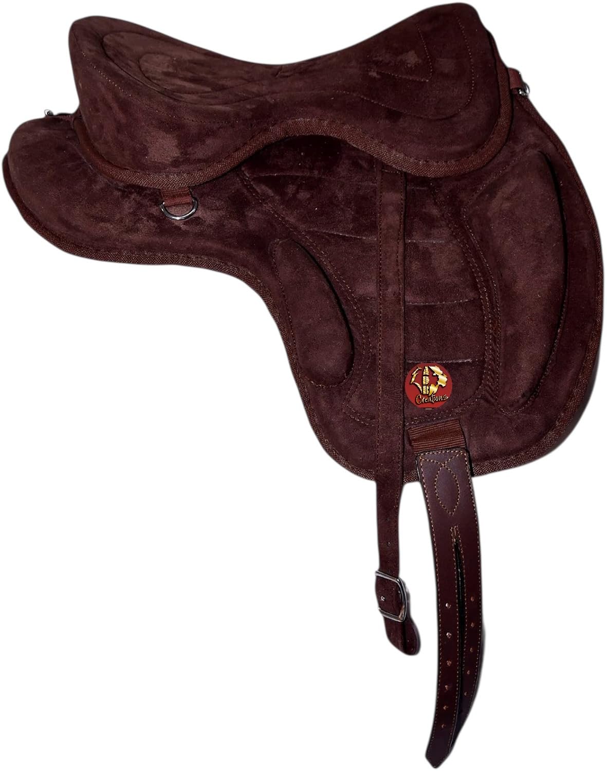 Brown Treeless English Horse Saddle 15.5 Inch Suede Seat Set