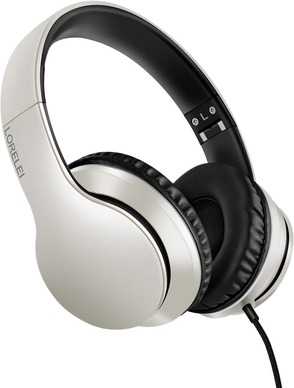 Wired Over Ear Headphones With Mic Stereo Bass 3.5mm Silver
