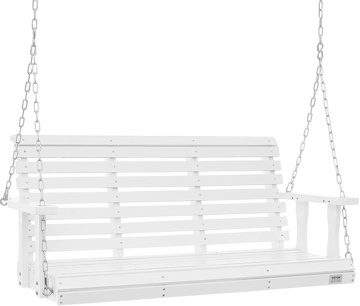 Wooden Porch Swing Bench 5.5ft White with Cup Holders