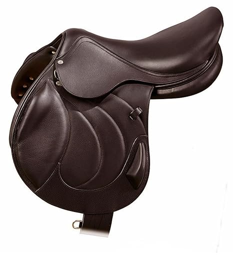 Brown Leather English Jumping Saddle Tack Set 17 Seat Close Contact