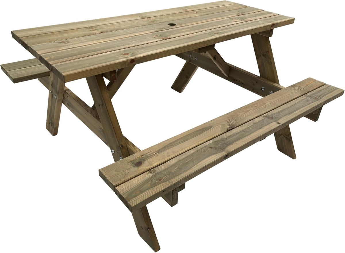 6 Seater Wooden Picnic Table A Frame Garden Patio Bench 140cm