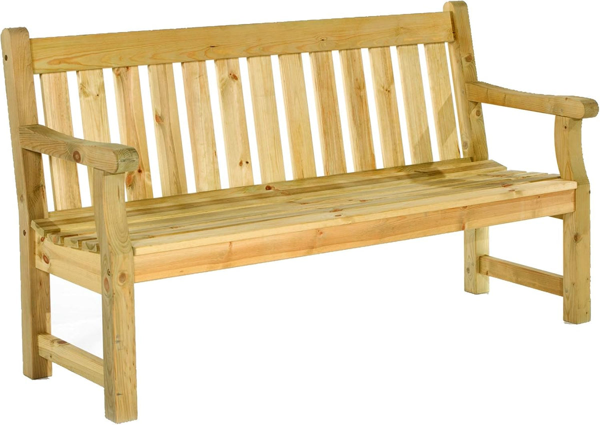 Wooden Garden Bench 153cm 3 Seater Pine Outdoor Patio Park Bench