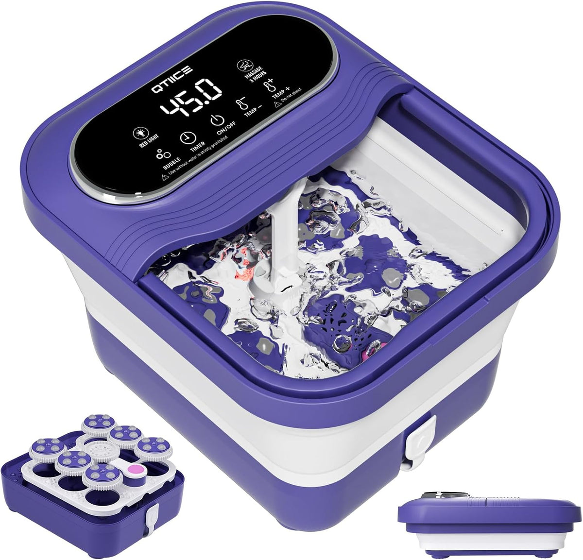 Collapsible Foot Spa Massager Heat Bubble Shiatsu Balls Timer