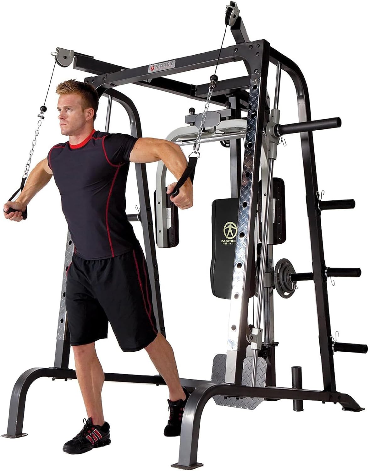 Smith Machine Home Gym Power Cage with Adjustable Weight Bench