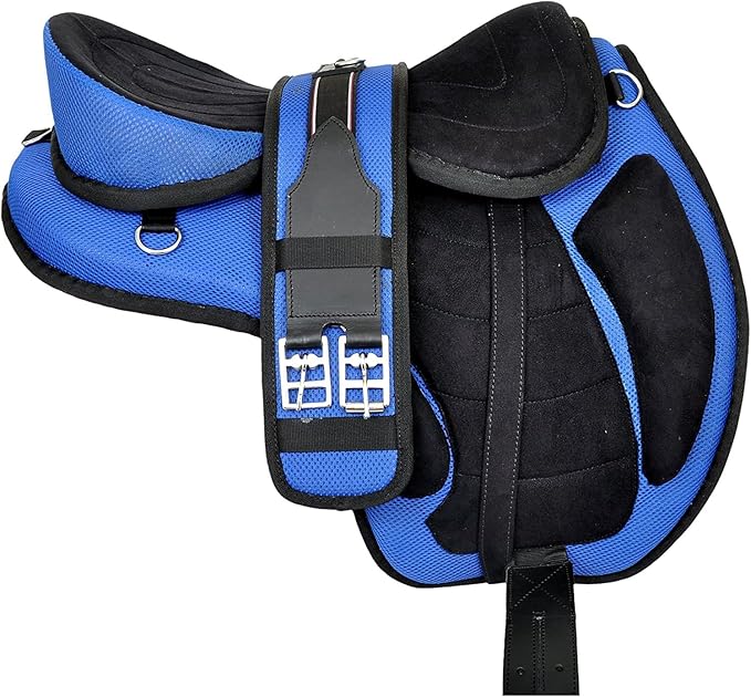 Treeless English Horse Saddle 12 Inch Blue Tack Set