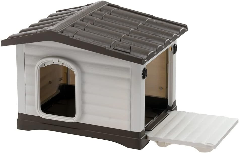 Durable Plastic Small Dog House with Opening Roof & Ventilation Grille - Kwikley
