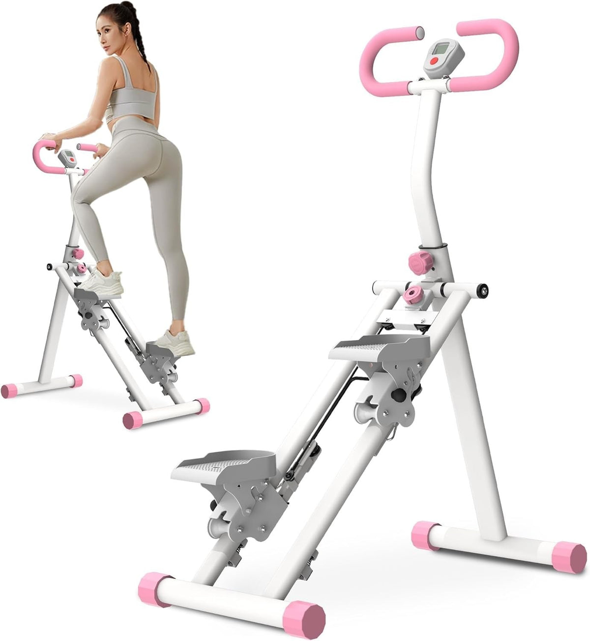 Foldable Vertical Climber Stair Stepper w/ LCD Monitor & Adjustable Handles - Kwikley