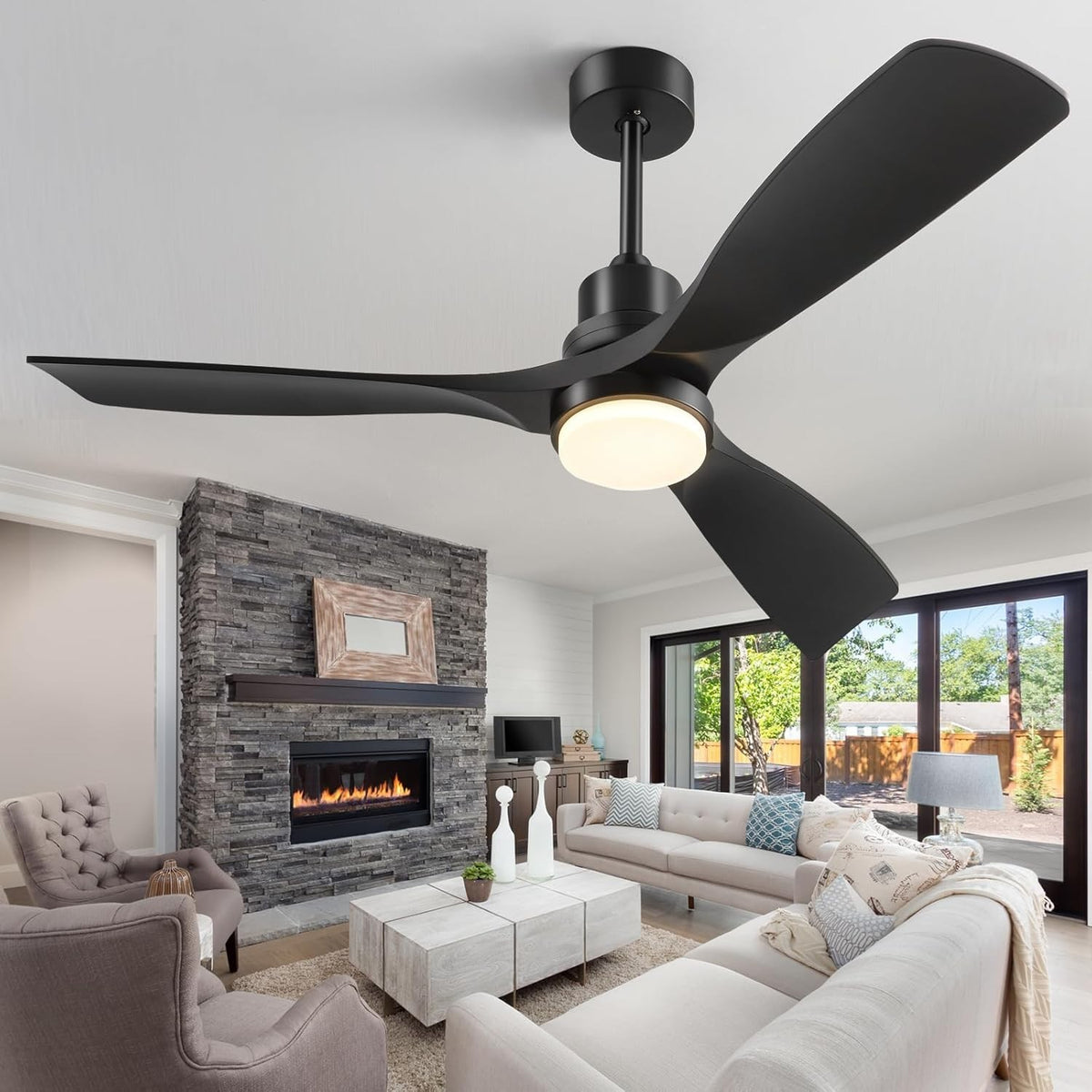 Forrovenco 52" Ceiling Fan with Lights, Remote, 3 Blades, DC Motor, Timer - Kwikley