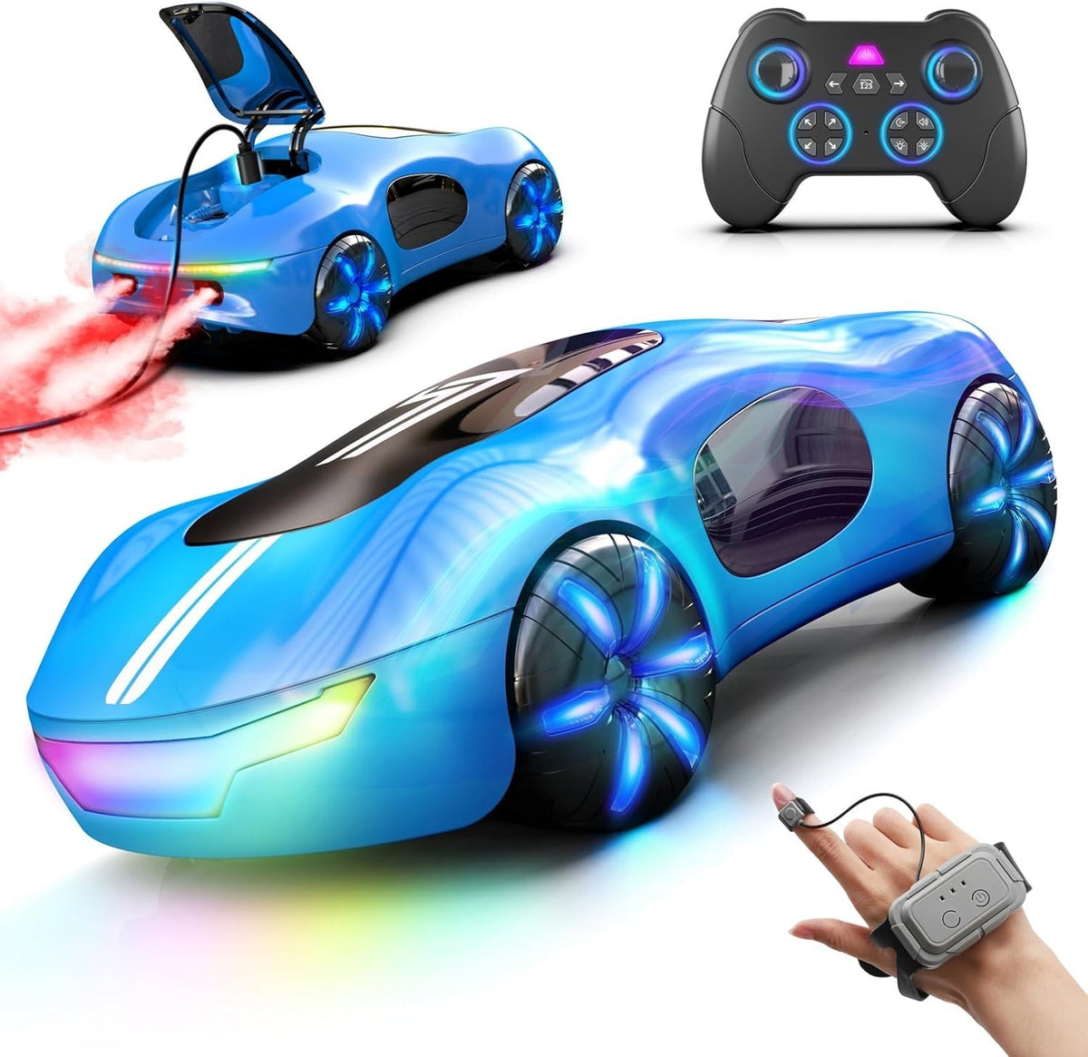 Gesture Sensing RC Stunt Car Lights & Spray – 2.4GHz Drift Car for Kids - Kwikley