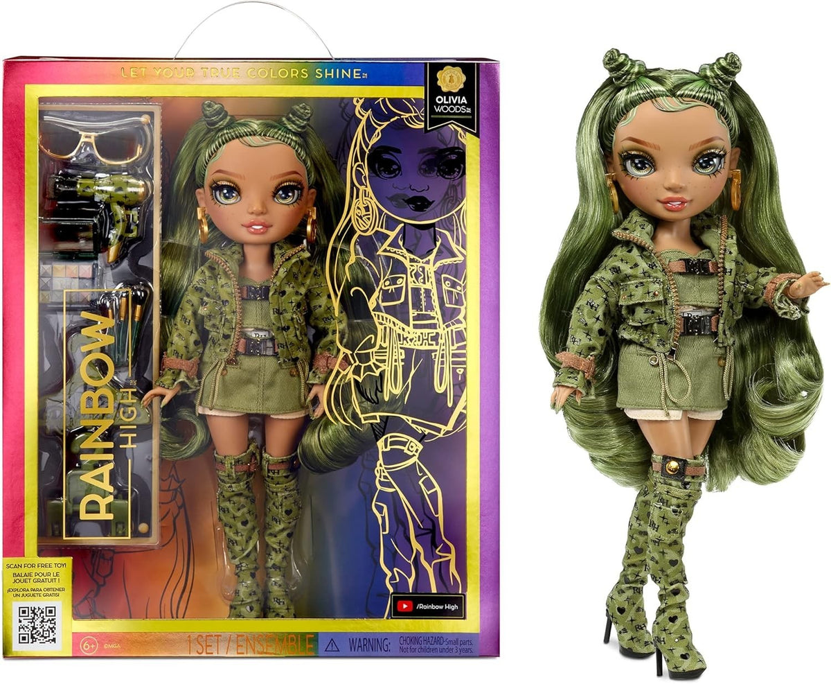 Green Camo Fashion Doll Poseable Outfit 10+ Accessories Display - Kwikley