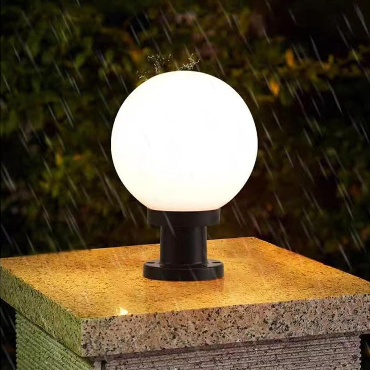 IP65 Outdoor Garden Post Light – Modern Globe E27 Pillar Lamp (30×40 cm) - Kwikley