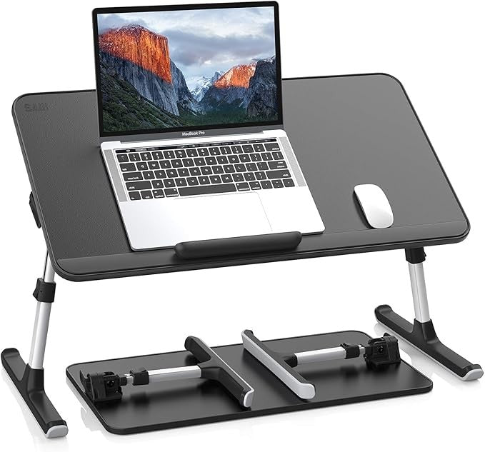 Large Adjustable Lap Desk Bed Table 60x33cm Laptop Stand Mouse Space Black - Kwikley
