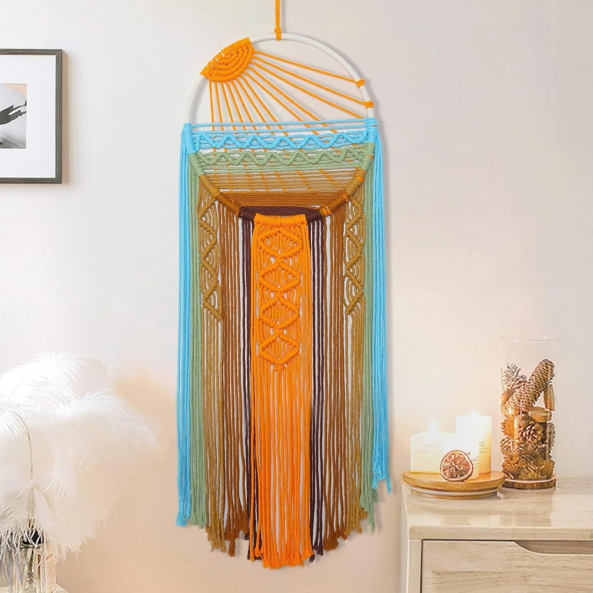 Large Boho Macrame Dream Catcher Wall Hanging 29.5x9.9in - Kwikley