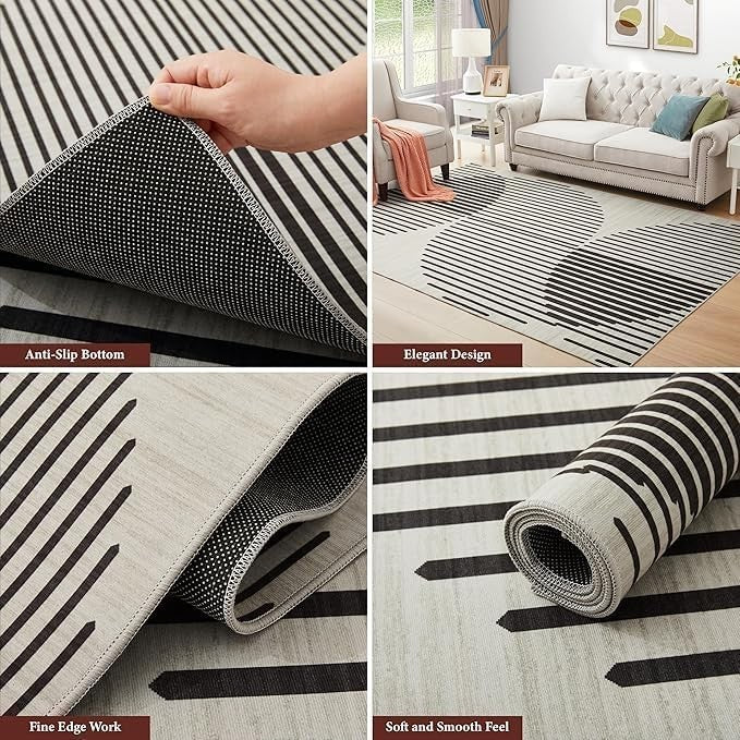 Large Geometric Area Rug 200x290cm Modern Soft Non - Slip Carpet Living Room - Kwikley
