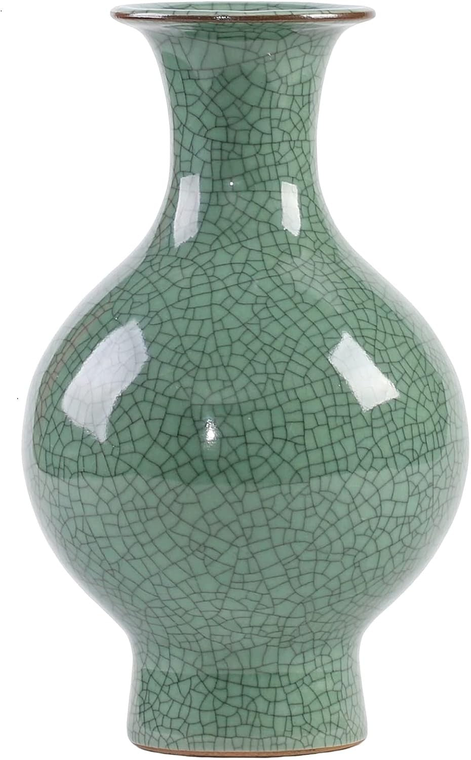 Large Green Crackle Glaze Ceramic Vase Handmade Porcelain Décor - Kwikley