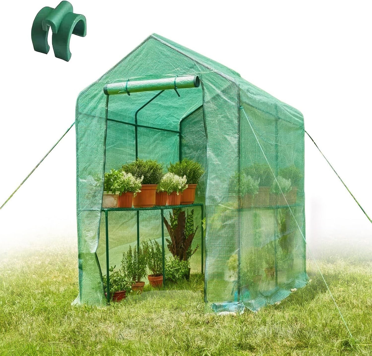 Large Walk - In Garden Greenhouse 190x125x190cm PE Cover UV Protection Waterproof - Kwikley