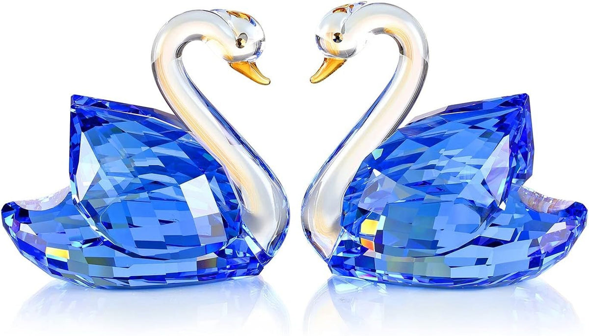 Luxury Crystal Swan Pair Figurines Blue – Romantic Anniversary Wedding Home Gift - Kwikley