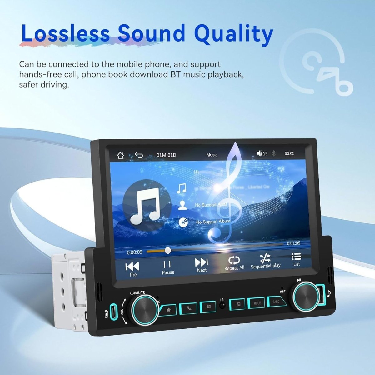 1 Din Car Stereo 7" Touch Screen Bluetooth FM MP5 - Kwikley