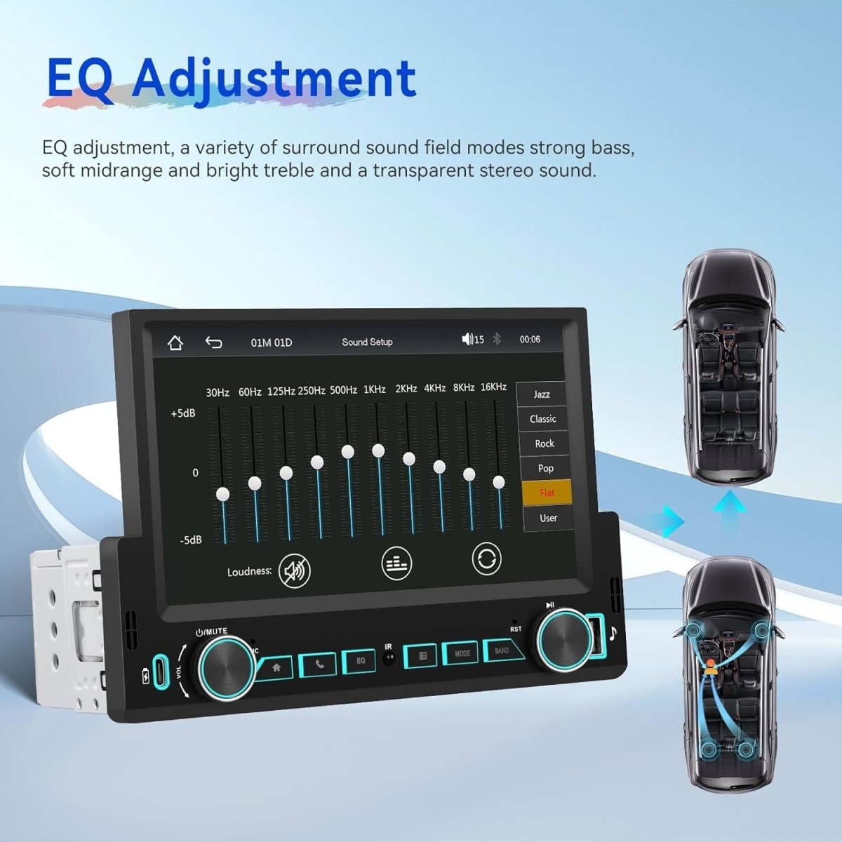 1 Din Car Stereo 7" Touch Screen Bluetooth FM MP5 - Kwikley