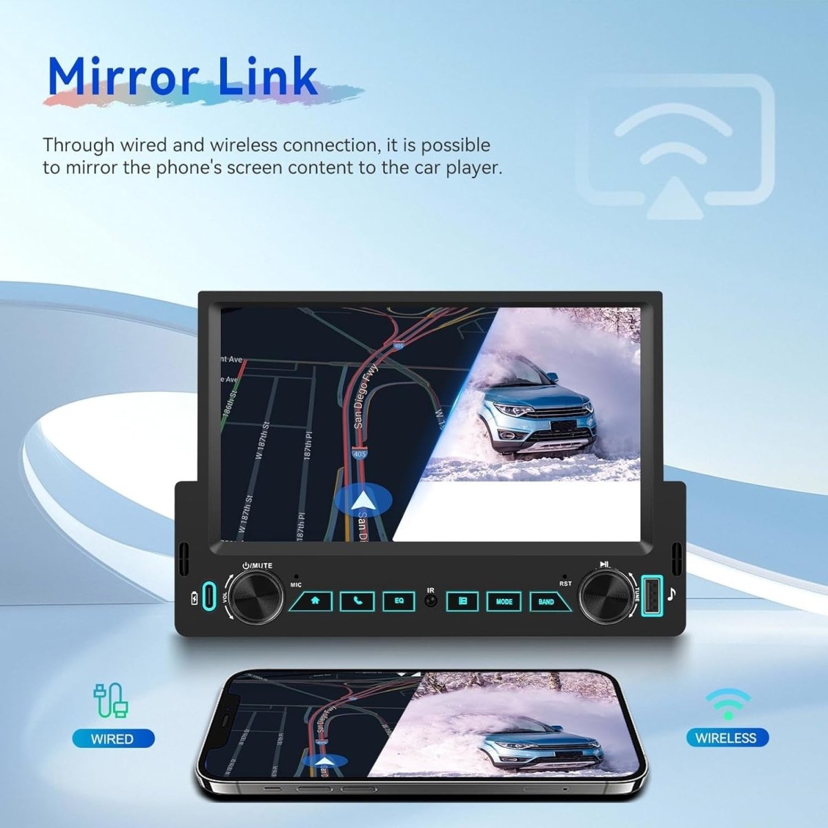 1 Din Car Stereo 7" Touch Screen Bluetooth FM MP5 - Kwikley