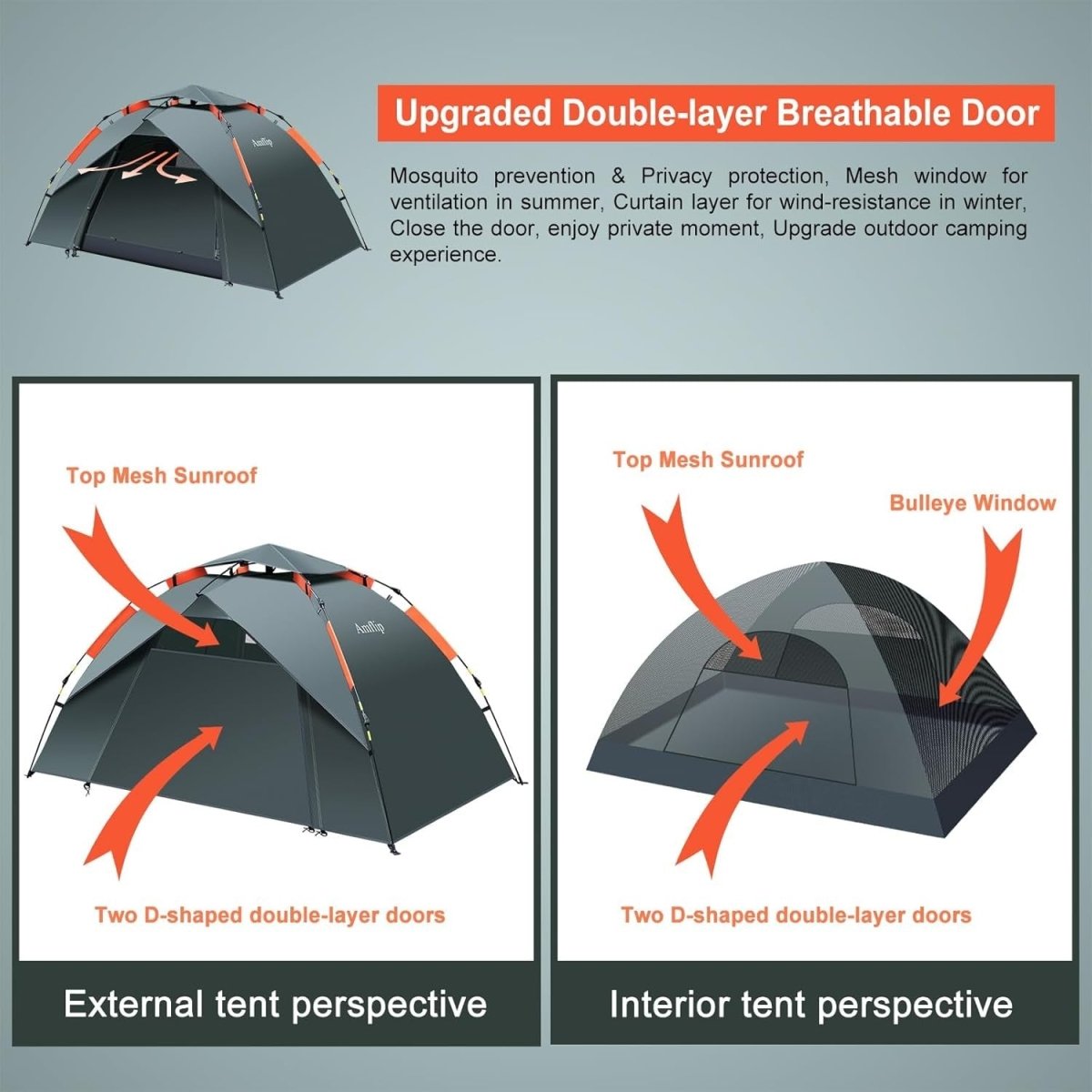 1 Man Automatic Pop Up Camping Tent 4 Season Waterproof Dome - Kwikley